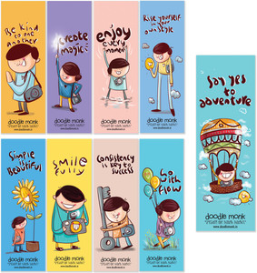 doodle monk photo raman - set of 9  landscape paper board bookmark  printed paper board bookmarks for book lovers  gift for readers  eco-friendly bookmarksspecially designed inspiration through unique quotes paperback bookmark