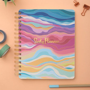 doodle ultimate premium undated spiral hard bound study planner  b5 planner  goal-setting academic study organizer with exam prep and progress tracking - 240 pages vibrant waves