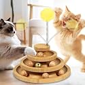 DoogCat Cat Ball Track Toy,Kitty Toys Roller,3-Level Ball Tower with 9 Removable Balls,Interactive Cat Toy, DIY Circle Fun Toy for Kitten Mental Physical Exercise - Medium Size