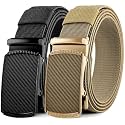 DOOPAI Elastic Golf Belts for Men, 2 Pack Nylon Ratchet Belt, Trim to Fit