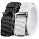 DOOPAI Elastic Golf Belts for Men, 2 Pack Nylon Ratchet Belt, Trim to Fit