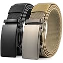 DOOPAI Elastic Golf Belts for Men, 2 Pack Nylon Ratchet Belt, Trim to Fit