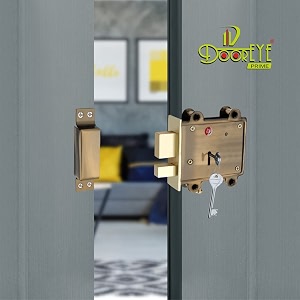 brass antique finish  hudka main door lock with 3 keys  heavy king  best suitable for doors and can be operated from both sides of dooriron hudka 2 in 1 beige brassmetal