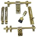 Zorba Door Kit Set, Door Accessories Kit, Door Fittings Kit Antique Brass Finish - Standard Size with Door Fitting Accessories, Including 1 Aldrop, Latch, Stopper,Tower Bolt and 2 Handles, Knob
