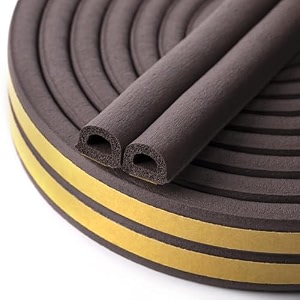 door seal d-type strip weather stripping self adhesive foam for doors and windows soundproofing weatherstrip gap collision avoidance 6 meter brown 6 meter - pack of 4