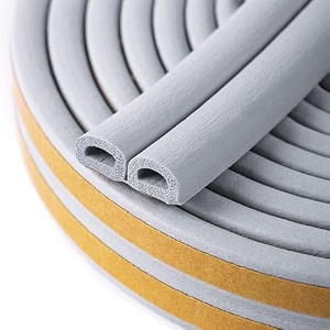 door seal d-type strip weather stripping self adhesive foam for doors and windows soundproofing weatherstrip gap collision avoidance 6 meter grey 6 meter - pack of 5