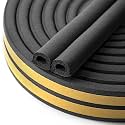 Door Seal D-Type Strip Weather Stripping Self Adhesive Foam for Doors and Windows, Soundproofing Weatherstrip Gap Collision Avoidance 6 Meter (Black, 6 Meter - Pack of 4)