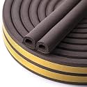 Door Seal D-Type Strip Weather Stripping Self Adhesive Foam for Doors and Windows, Soundproofing Weatherstrip Gap Collision Avoidance 6 Meter (Brown, 6 Meter - Pack of 1)