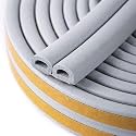 Door Seal D-Type Strip Weather Stripping Self Adhesive Foam for Doors and Windows, Soundproofing Weatherstrip Gap Collision Avoidance 6 Meter (Grey, 6 Meter - Pack of 4)