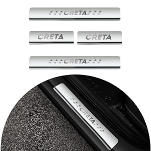 door sillfoot step stainless steel plates compatible with hyundai creta set of 4 pcs