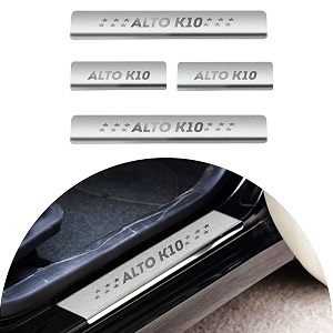 door sillfoot step stainless steel plates compatible with suzuki alto k-10 set of 4 pcs