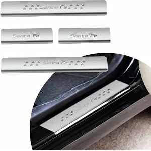 door sillfoot step stainless steel plates compatible with hyundai old santa fe set of 4 pcs
