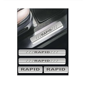 door sillfoot step stainless steel plates compatible with skoda rapid set of 4 pcs