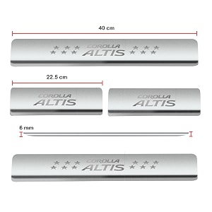 door sillfoot step stainless steel plates compatible with toyota altis 2008-2012 set of 4 pcs