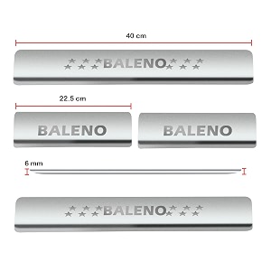 door sillfoot step stainless steel plates compatible with suzuki baleno set of 4 pcs