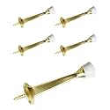 Door Stops 3 Inch Rigid Wall Mounted with Rubber Tip Champagne Brass, 5 Pack | HOWTOOL