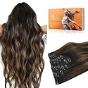 DOORES Clip in Hair Extensions Human Hair, Fast 5 Minutes Installation