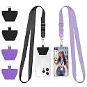 Doormoon Phone Lanyard, Universal Adjustable Neck Strap for Phone Case Keys ID Badges Cell Phone Lanyard Compatible with iPhone, Samsung, Most Smartphones, 2 Pack, Black Light Purple