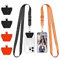 Doormoon Phone Lanyard, Universal Adjustable Neck Strap for Phone Case Keys ID Badges Cell Phone Lanyard Compatible with iPhone, Samsung, Most Smartphones, 2 Pack, Black Orange