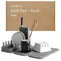 Dorai Home Collapsible Dish Drying Rack with Stone Dish Pad - Kitchen Counter Set with Diatomaceous Earth Stone Dish Mat for Quick Drying - Space-Saving Design - Original 19.9"x15.2", Slate