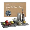 Dorai Home Collapsible Dish Drying Rack with Stone Dish Pad - Kitchen Counter Set with Diatomaceous Earth Stone Dish Mat for Quick Drying - Space-Saving Design - Large 24.6" x 16.5", Slate
