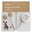 Dorai Home Dish Pad - Collapsable Stone Dish Drying Mat with Diatomaceous Earth for Quick Drying - Ultra Absorbent - Encased in Silicone - Eco-Friendly, Foldable - Large 24.6" x 16.5", Sandstone