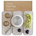 Dorai Home Dish Pad - Collapsable Stone Dish Drying Mat with Diatomaceous Earth for Quick Drying - Ultra Absorbent - Encased in Silicone - Eco-Friendly, Foldable - Original 19.9"x15.2" Sandstone
