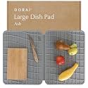 Dorai Home Dish Pad - Collapsable Stone Dish Drying Mat with Diatomaceous Earth for Quick Drying - Ultra Absorbent - Encased in Silicone - Eco-Friendly, Foldable - Large 24.6" x 16.5", Ash