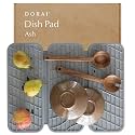 Dorai Home Dish Pad - Collapsable Stone Dish Drying Mat with Diatomaceous Earth for Quick Drying - Ultra Absorbent - Encased in Silicone - Eco-Friendly, Foldable - Original 19.9"x15.2", Ash