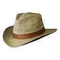 Dorfman Hat Co. - Saguaro -Men’s Twill Outback Hat -Garment Washed Twill -Faux Leather Band - UPF 50+
