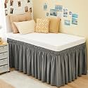 Dorm Bed Skirt Twin XL 18" Drop, College Dorm Room Essentials, Grey