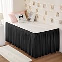 Dorm Bed Skirt Twin XL 25" Drop, College Dorm Room Essentials, Black