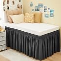 Dorm Bed Skirt Twin XL 32" Drop, College Dorm Room Essentials, Dark Grey