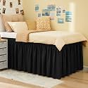 Dorm Bed Skirt Twin XL 32" Drop, College Dorm Room Essentials, Black