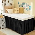 Dorm Bed Skirt Twin XL 36" Drop, College Dorm Room Essentials, Black