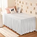 Dorm Bed Skirt Twin XL 42" Drop, College Dorm Essentials, Warm White