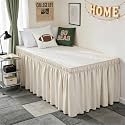 Dorm Room Bed Skirt Twin XL 25" Drop, College Split Corner Bedskirt, Beige