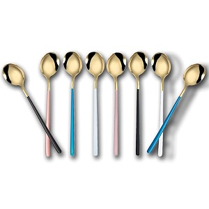 spoon set stainless steel soup spoon long handle gold dessert spoons round dinner spoon set tableware set tablespoons dinner spoons pack of 8