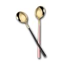 Spoon Set Stainless Steel Soup Spoon Long Handle Gold Dessert Spoons Round Dinner Spoon Set Tableware Set Tablespoons Dinner Spoons (Pack of 2)