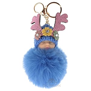 dorron iaccessories sleeping baby fluffy faux fur pom pom key ring keychain for girls bag scooty bike car keys