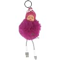 DORRON iAccessories Sleeping Baby Fluffy Faux Fur Pom Pom Key Ring Keychain for Girls Bag Scooty Bike Car Keys