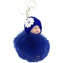 DORRON iAccessories Sleeping Baby Fluffy Faux Fur Pom Pom Key Ring Keychain for Girls Bag Scooty Bike Car Keys