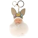 DORRON iAccessories Sleeping Baby Fluffy Faux Fur Pom Pom Key Ring Keychain for Girls Bag Scooty Bike Car Keys