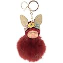 DORRON iAccessories Sleeping Baby Fluffy Faux Fur Pom Pom Key Ring Keychain for Girls Bag Scooty Bike Car Keys