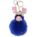 DORRON iAccessories Sleeping Baby Fluffy Faux Fur Pom Pom Key Ring Keychain for Girls Bag Scooty Bike Car Keys