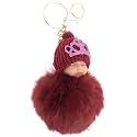 DORRON iAccessories Sleeping Baby Fluffy Faux Fur Pom Pom Key Ring Keychain for Girls Bag Scooty Bike Car Keys