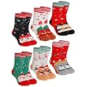 DoSmart Children's Winter Warm Wool Solid Color Socks Kids Boy Girls Hiking Thermal Boot Crew Socks 6 Pairs
