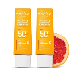 dot amp key vitamin c  e super bright sunscreen in-vivo tested spf 50 pa with new-age uv filters water-light fluid boosts glow reduces dullness amp dark spots checks tanning no white cast  combo pack of 2 80gm each  160g