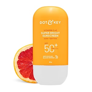 dot amp key vitamin c  e super bright sunscreen in-vivo tested spf 50 pa with new-age uv filters water-light fluid boosts glow reduces dullness amp dark spots checks tanning no white cast  80gpack of 1
