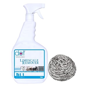 hard water limescale remover amp bathroom descaler 750ml  heavy duty cleaner for tap toilet surfaces  removes rust limescale amp salt stains  6 in 1 multi-surface cleaner liquid  ss scrubber